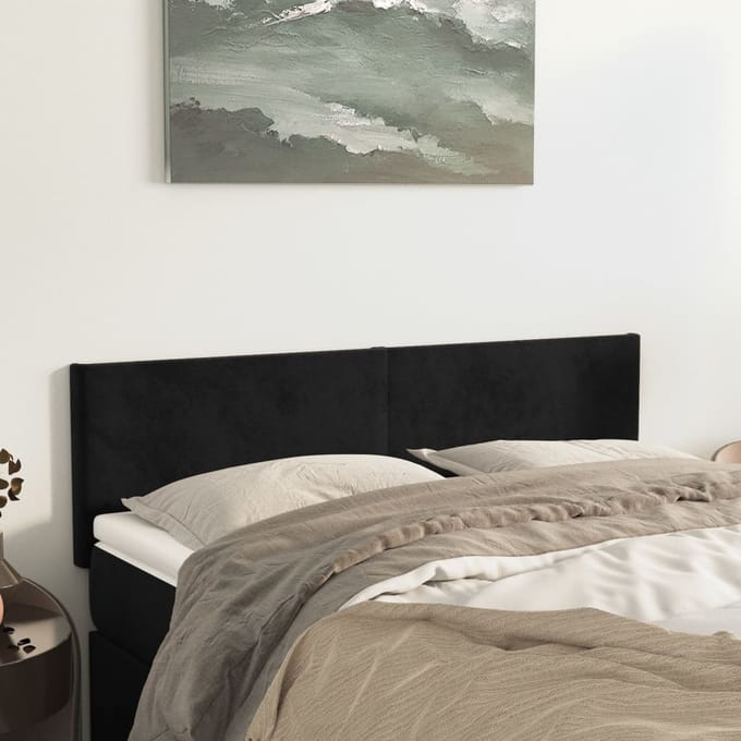 vidaXL - Hoofdborden - 144x5x78/88 - cm - fluweel - zwart