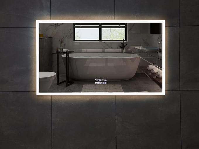Mawialux LED Badkamerspiegel - 120cm - Rechthoek - Verwarming - Digitale klok - Bluetooth - Nova