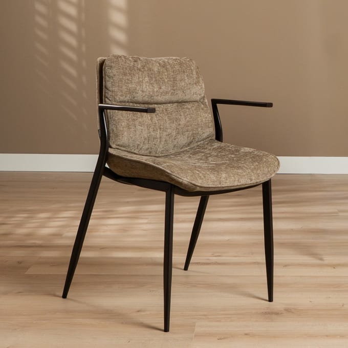 Bronx71® Velvet eetkamerstoel Trevi taupe - stoel
