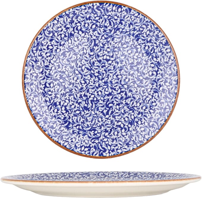 By Bone Dinerbord - Edera Cobalt - Porselein - 25 cm - set van 6