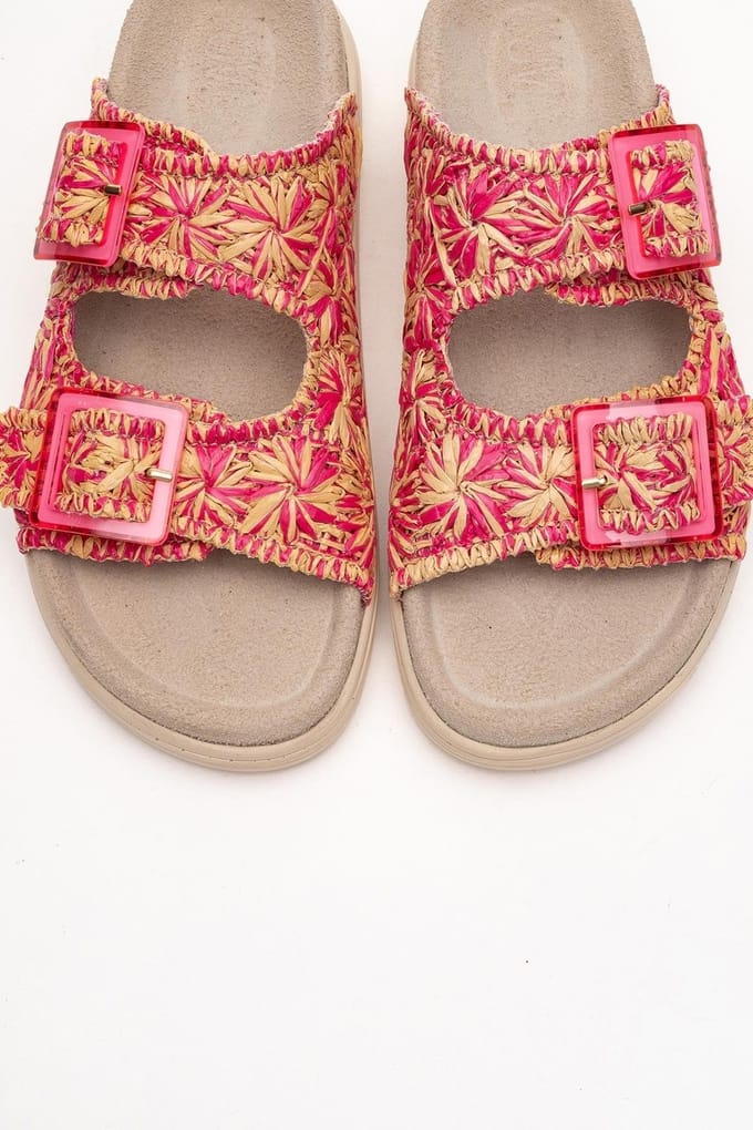 Milana Leer Double‑Strap Sandaal (Women)