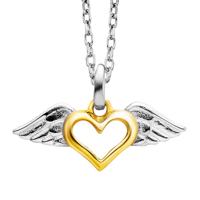Julie Julsen Anhänger mit Kette 925 Silber rhodiniert teils vergoldet Heartwing