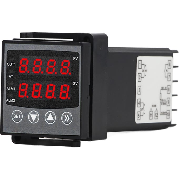 Temperatuurregelaar PID Dubbele Digitale Display Alarmfunctie Thermostaat Temperatuurregeling black