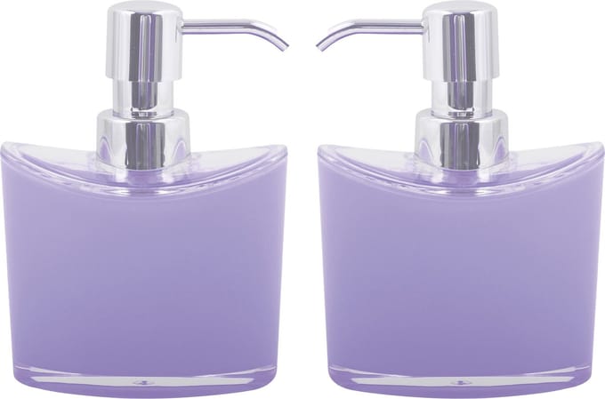 MSV Zeeppompje/dispenser Aveiro - 2x - PS kunststof - lila paars/zilver - 11 x 14 cm - 260 ml