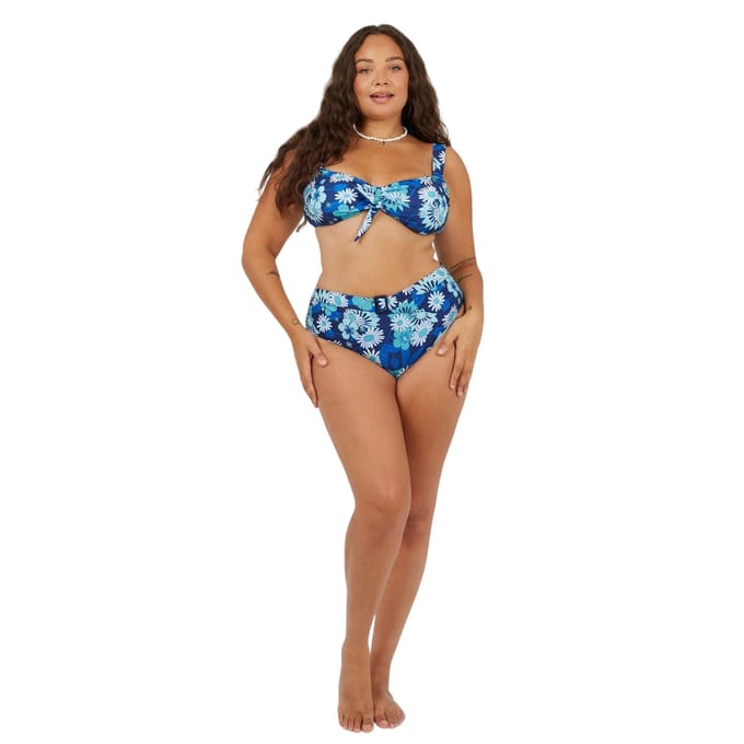 Brave Soul Bikinitop met bloemenprint voor dames (Blauw/Wit)