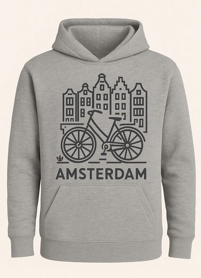 Hoodie Fiets Amsterdam - Grijs - L