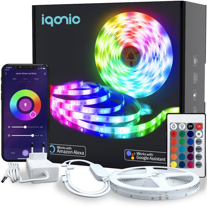 Iqonic Smart LED Strip - WiFi Ledstrip Met Afstandsbediening - 5 Meter - Smart Led Lights
