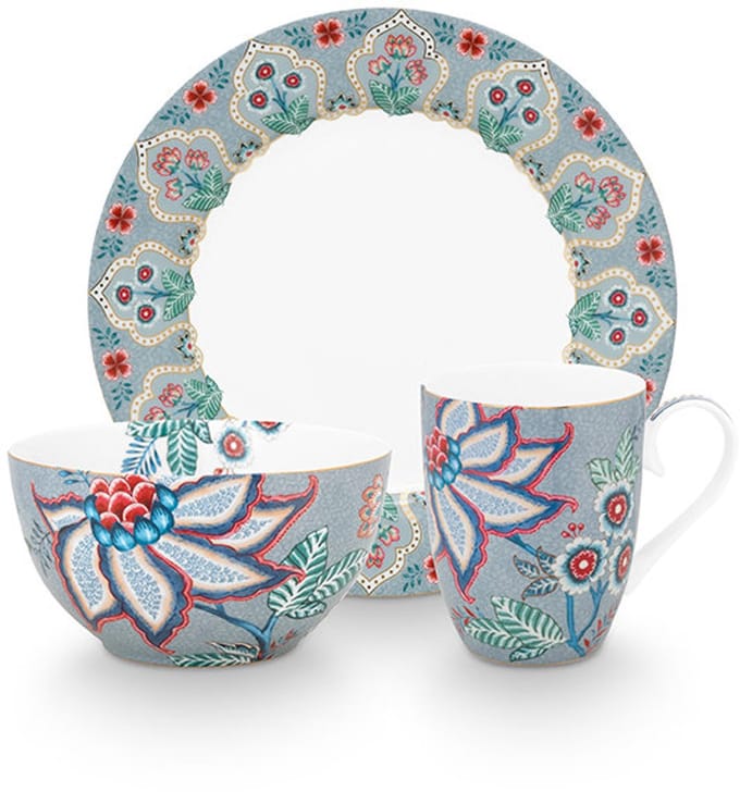 Pip Studio - Flower Festival - Set van 3 - Ontbijtset - Multicolor - Porselein
