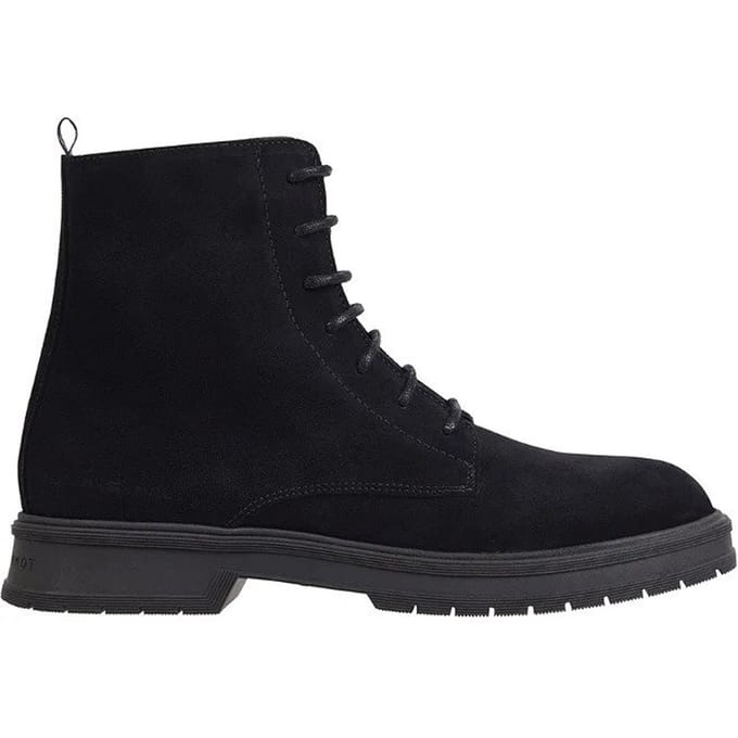 Tommy Hilfiger - Heren Veterschoenen Veterboot Suede - Zwart - Maat 44
