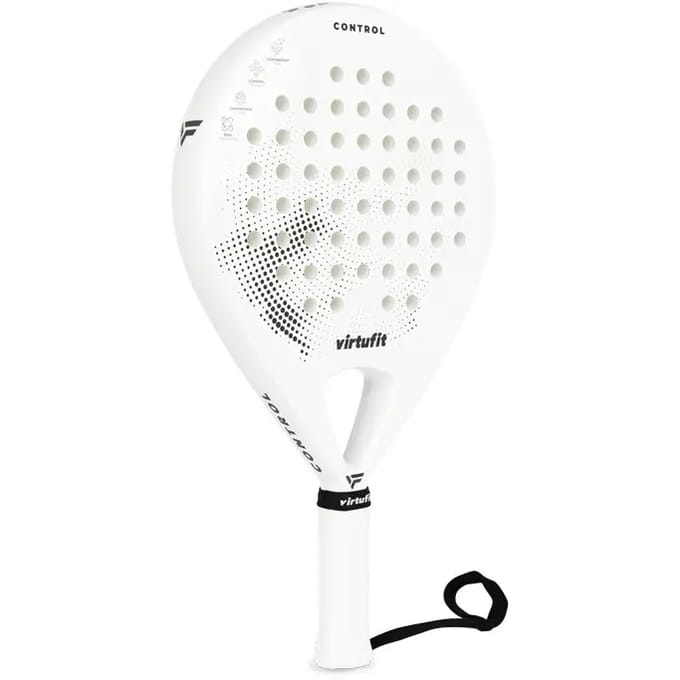 VirtuFit Control Padel Racket - Wit - Rond Blad - 365 gram - EVA Soft Kern - Met Polskoord - Voor Beginners