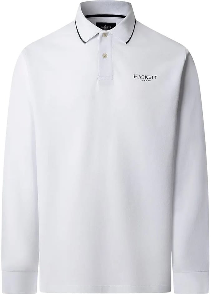 Hackett Heritage Ess Lange Mouw Poloshirt Wit S Man