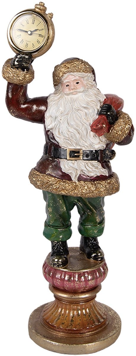 Clayre & Eef Kerstdecoratie Beeld Kerstman 15x13x39 cm Rood Kunststof