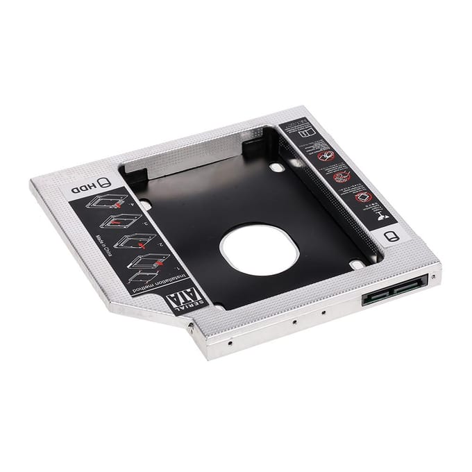 Aluminium SATA3.0 2e HDD Caddy 12,7 mm 2,5 inch SSD HDD-behuizing voor desktop pc-laptops 9.5mm zwart