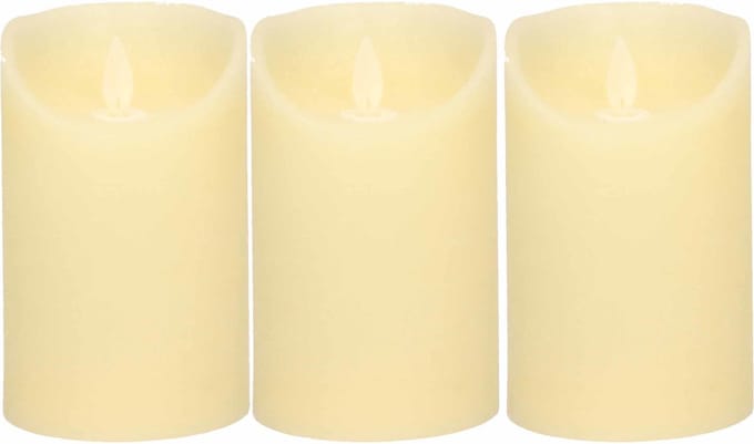 Anna's Collection Led kaars/stompkaars - 3x - ivoor wit - H12,5 x D7,5 cm - wax - bewegende vlam