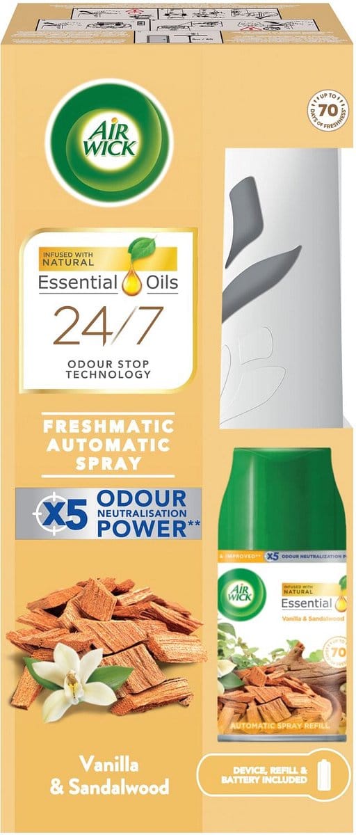 Air Wick FreshMatic Vanilla and Sandalwood Dispenser + Refill 250 ml