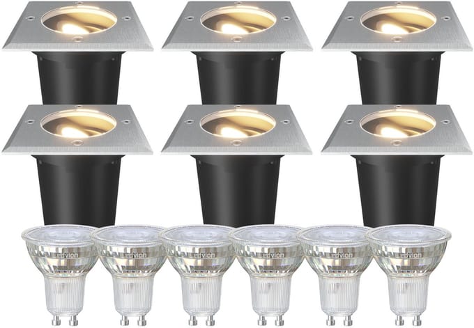 Ledvion Set van 6 LED Grondspot Buiten IP67 3W 230V 345Lm 2700K GU10 wit