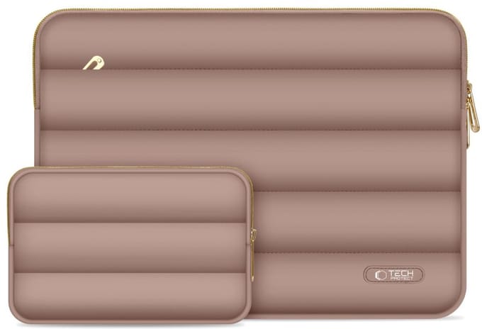 Tech-Protect Puffy Laptop Hoes 13 14 Inch Walnoot Schokbescherming