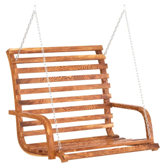 vidaXL - Schommelbank - 126x63x92 - cm - gebogen - hout - met - teakafwerking