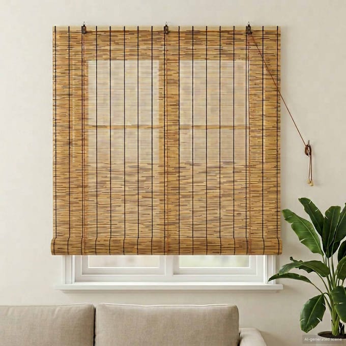 vidaXL - Rolgordijn - Bruin - 140 - x - 160 - cm - Riet