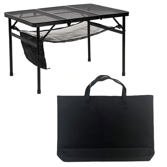 Camping klaptafel Draagbare drievoudige buitentafel In hoogte verstelbare opvouwbare tafel Folding Table with Mesh Bag and Storage Bag