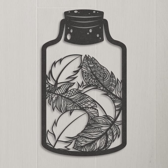 Wanddecoratie | Veren in fles - L (35x60cm)