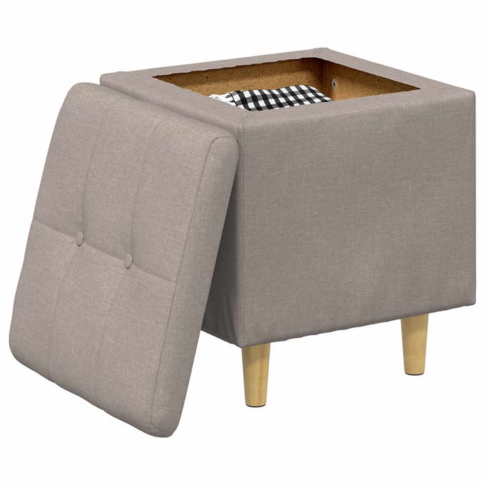 vidaXL - Ottoman - met - opslag - Taupe - 40 - x - 40 - x - 45 - cm - Stof