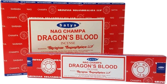 Wierookstokjes Satya Dragon's Blood - doos met 12 pakjes van 15 gram