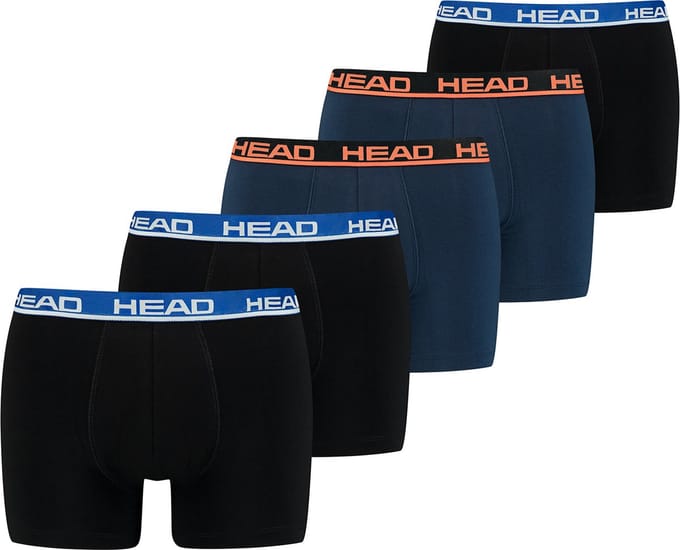 HEAD heren 5P boxers basic zwart & blauw