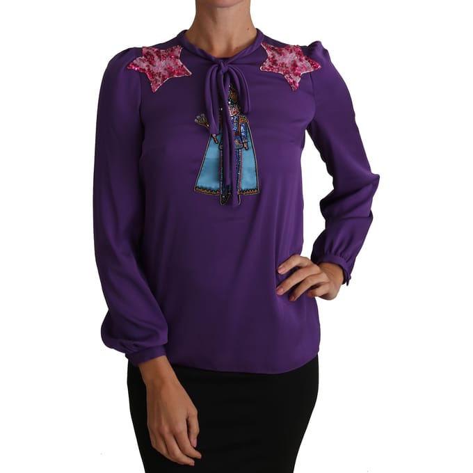 Dolce & Gabbana Paarse Blouse Prinses Sprookje Versierde Top