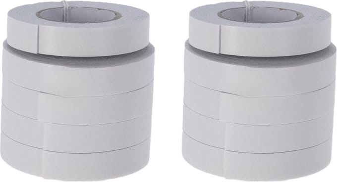 Creative Dubbelzijdig tape/plakband - wit - 10x rolletjes van 200 cm - 10 mm breed - Knutsel & hobby