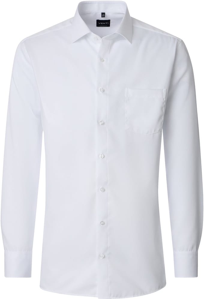 VENTI CASA MODA comfort fit overhemd - mouwlengte 7 - structuur - wit - Strijkvrij - Boordmaat: 43