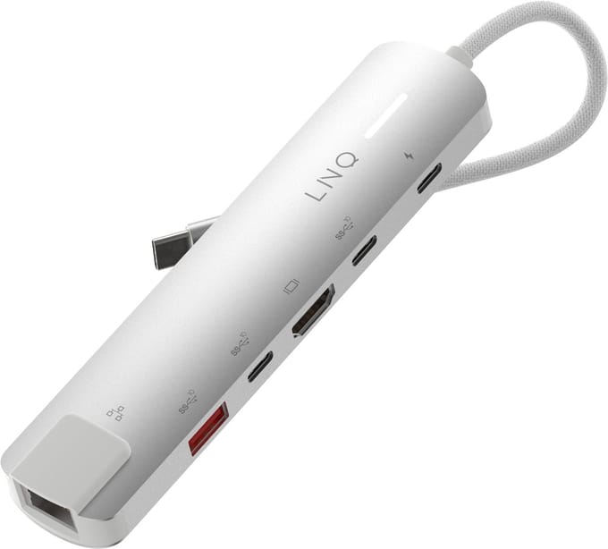 LINQ Connects 6-in-1 Pro-C Multiport Hub met 4K HDMI en Ethernet - 10Gbps - Geschikt voor Laptops en Tablets