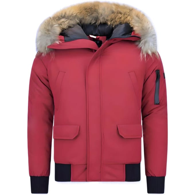 Enos Korte winterjas met bontkraag