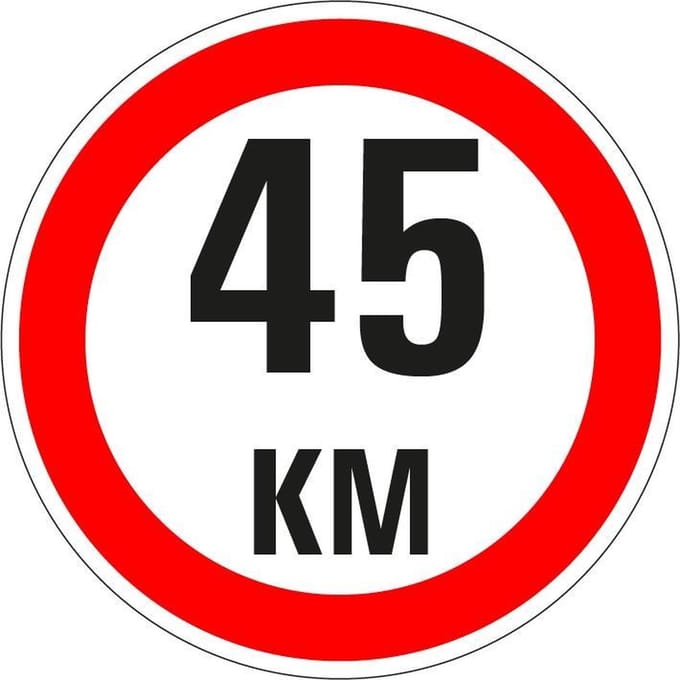 Maximaal 45 km bord, kunststof, A1 150 mm