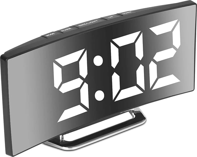 Digitale wekker met groot LED-spiegelscherm - Multifunctioneel met temperatuur, datum en sluimerstand, USB-oplaadbaar