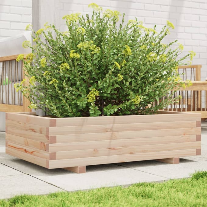 vidaXL - Plantenbak - 90x60x26,5 - cm - massief - grenenhout