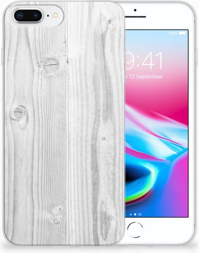 Apple iPhone 7 Plus | 8 Plus Bumper Hoesje White Wood