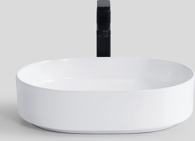 LINEA UNO - Rogas 50 - Glans wit - Waskom - - Keramiek - Ovaal - 251058