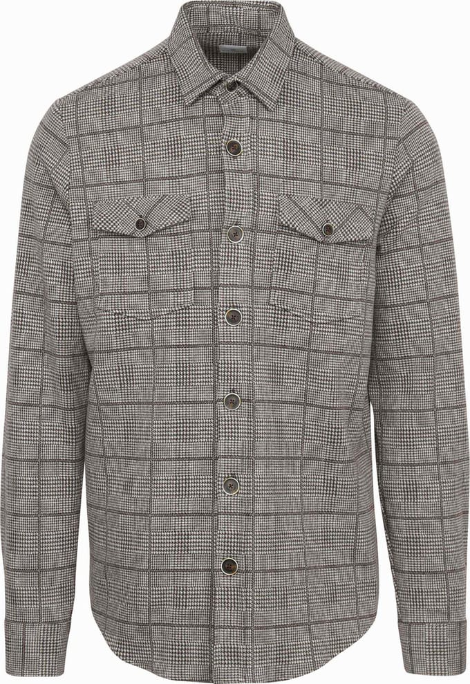 Blue Industry Overshirt Print Bruin - Maat XL - Heren