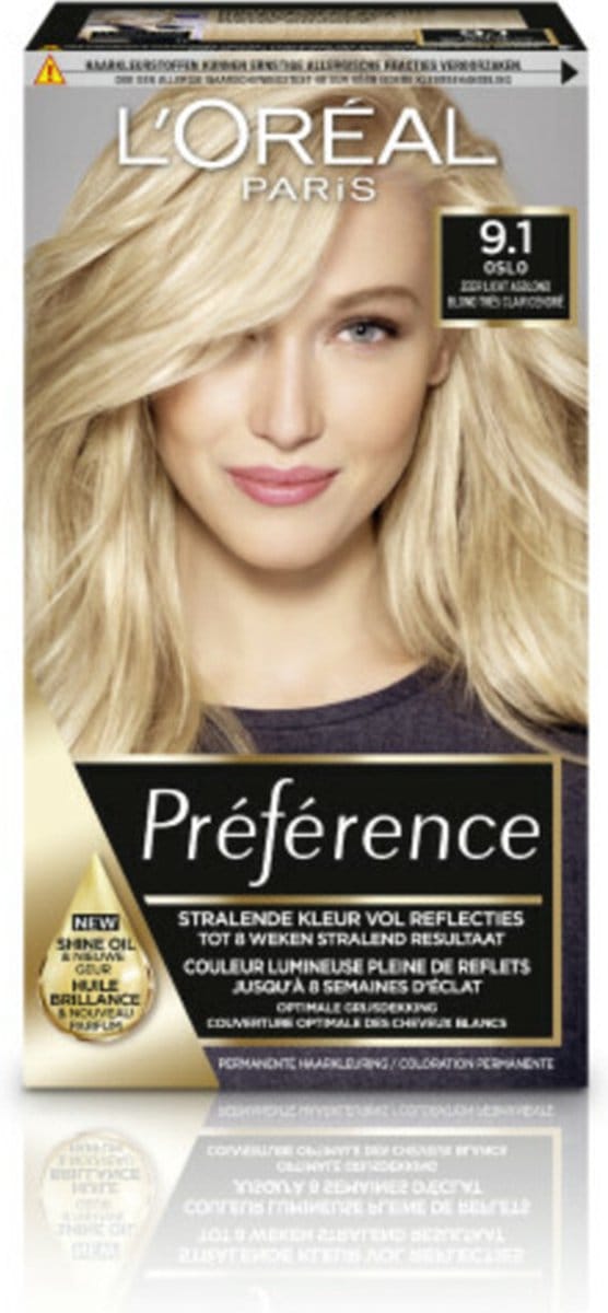 3x L'Oréal Preference Haarkleuring 9.1 Viking - Zeer Licht Asblond