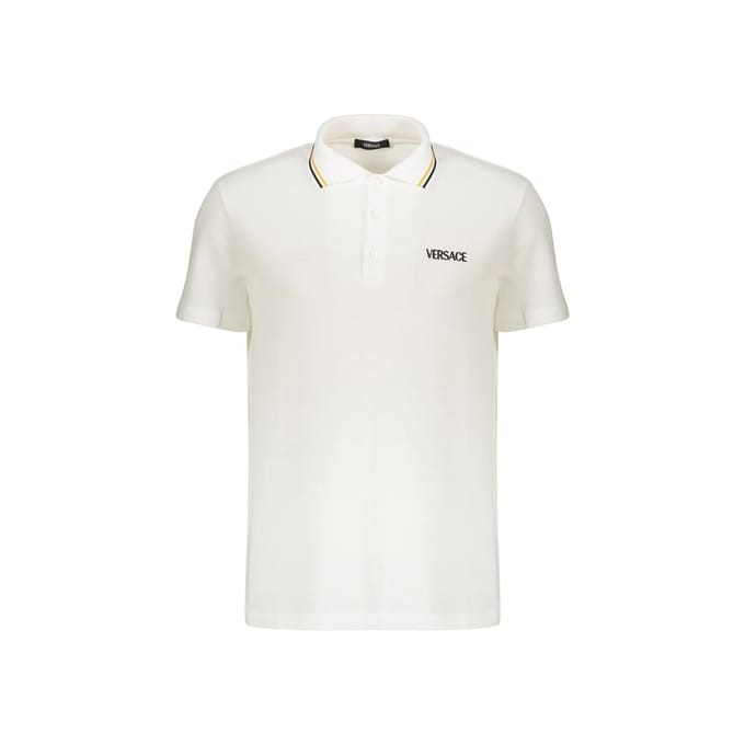 Versace Katoenen Poloshirt Met Logo Print Korte Mouw Heren tops Wit 1011851-1A14049-1W000 XL white