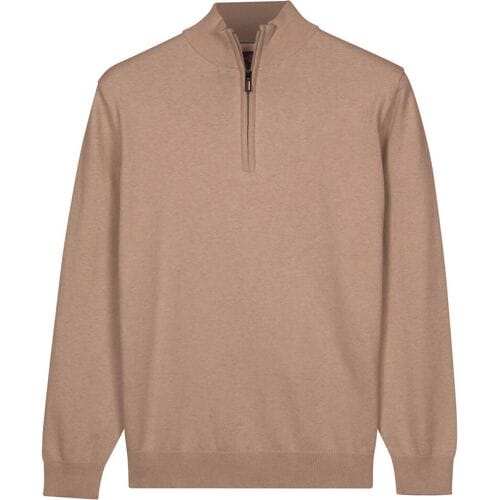 Baileys – Heren Trui – Half Zip Sweat – Basic Pullover met Rits – Taupe - NOS8400-865