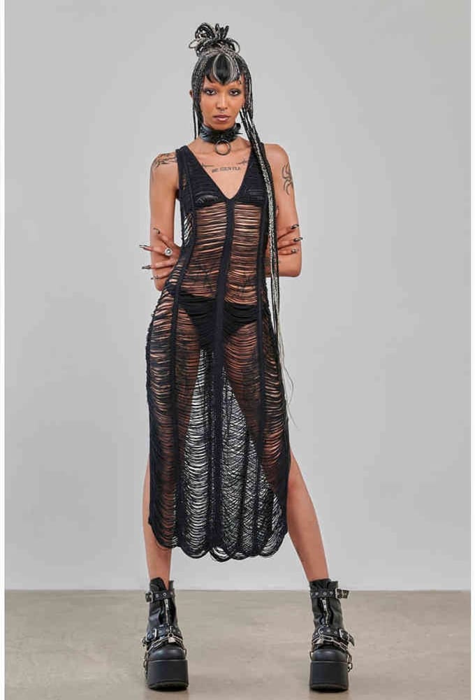Banned - Midnight Threads Lange jurk - 2XL - Zwart