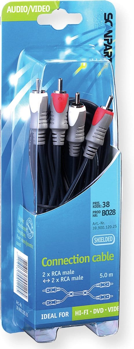 Aansluitkabel 2Tulp(M)-(M) 5 0M