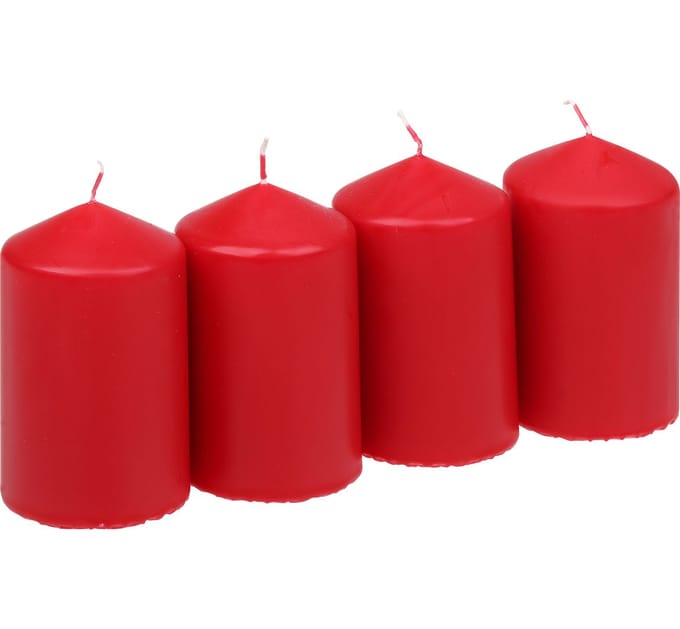 Stompkaarsen, 4‑pack - Rood
