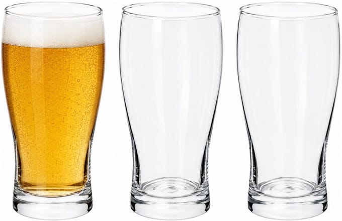 Excellent Houseware Bierglazen - set 3x - 550 ml - half hoog model - glas - 8 x 15 cm - Pils - helder transparant