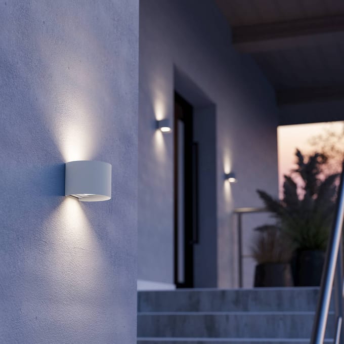EGLO LED buiten wandlamp Calpino 3, wit, breedte 14 cm, 2-lamps