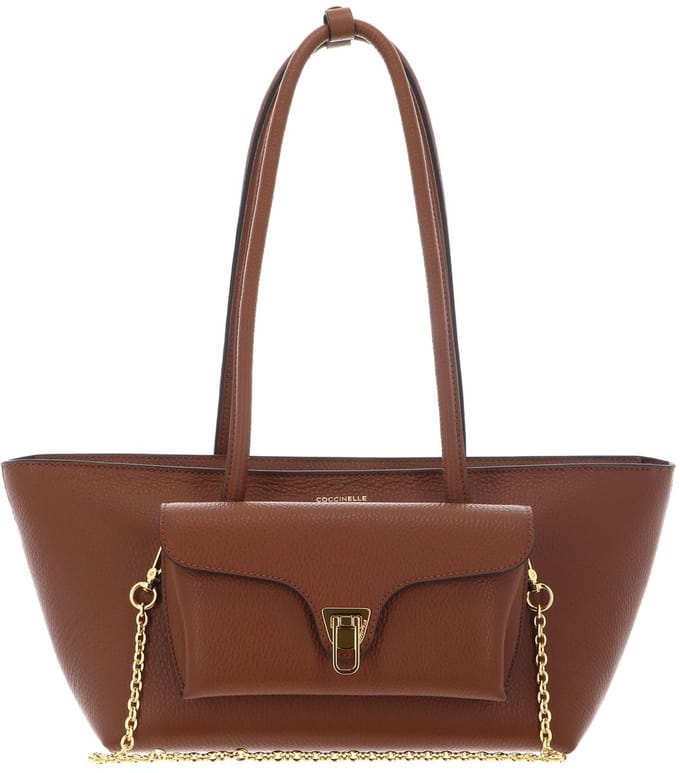 COCCINELLE Leren shopper Double Beat Grained Leather Handbag Cognac bruine