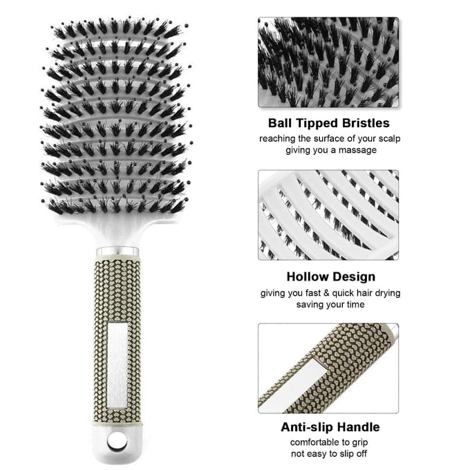 Ventborstel voor het drogen van haar Styling Ontwarrende haarborstel Wave Row-borstel voor korte dikke klitten wit