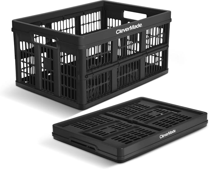 Inklapbare Opbergkratten 45L - Ruimtebesparende Stapelbare Containers voor Huishoudelijk Gebruik